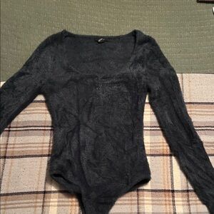 Forever 21 Charcoal Long Sleeve Bodysuit